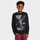 Spider-man: Miles Morales Boys' Spider-man Miles Morales Matrix Long Sleeve Graphic T-shirt - Black