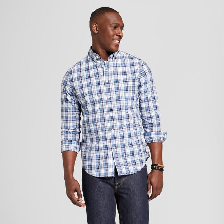 Men's Standard Fit Long Sleeve Northrop Button-down Shirt - Goodfellow & Co Blue