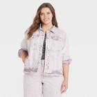 Women's Plus Size Long Sleeve Denim Jacket - Universal Thread Purple
