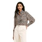 Women's Floral Print Long Sleeve Pleated Blouse - Nili Lotan X Target Black