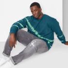 Men's Big & Tall Tie-dye Regular Fit Crewneck Pullover Sweatshirt - Original Use Navy Blue
