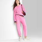 Women's Ascot + Hart Velour Graphic Jogger Pants - Pink