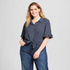 Women's Plus Size Polka Dot Resort T-shirt - Xhilaration Navy/white X, Blue