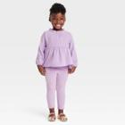 Toddler Girls' Long Sleeve Ruffle Top & Velour Leggings Set - Cat & Jack Purple