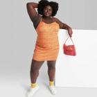 Women's Plus Size Sleeveless Woven Bodycon Dress - Wild Fable Orange Floral
