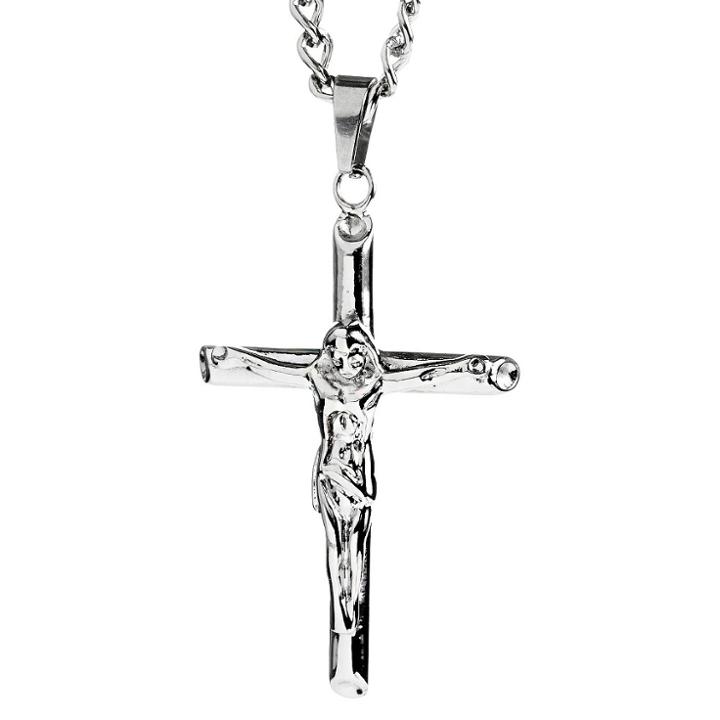 West Coast Jewelry Men's Stainless Steel Crucifix Cross Necklace,