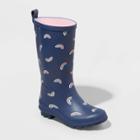 Girls' Alina Rainbow Pattern Rain Boots - Cat & Jack Navy