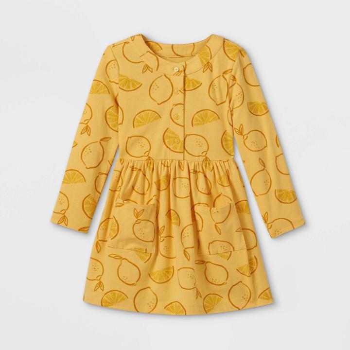 Toddler Girls' Lemon Long Sleeve Dress - Just One You Made By Carter's Yellow