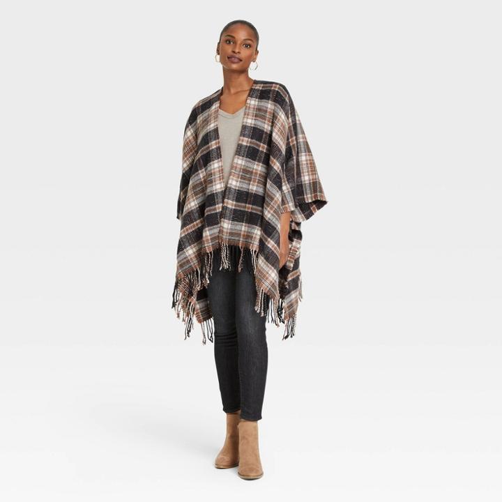 Women's Plaid Wrap Jacket - Universal Thread Gray