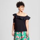 Women's Plus Size Short Sleeve Off The Shoulder T-shirt - Who What Wear Black