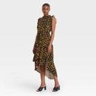 Women's Sleeveless Ruffle Dress - Who What Wear Black Leopard Print