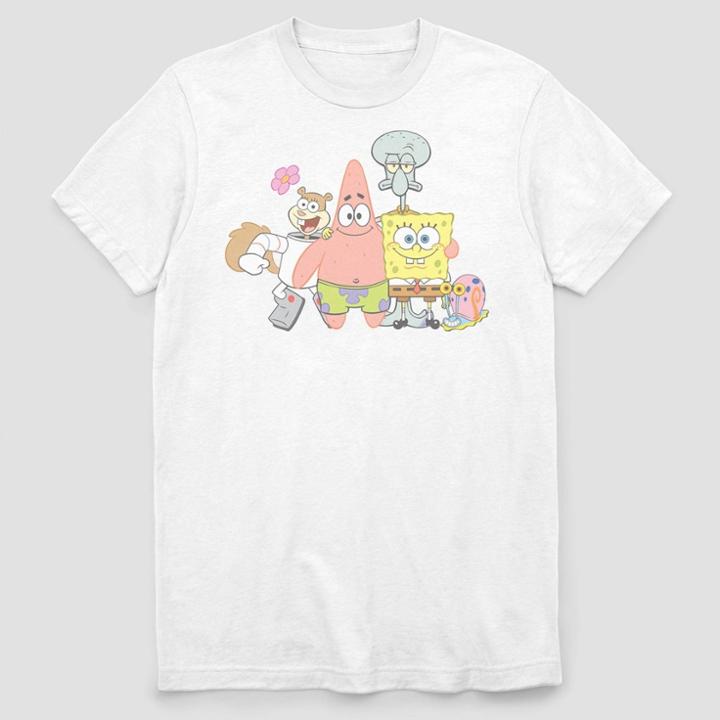 Men's Nickelodeon Spongebob Group Squad Short Sleeve Graphic T-shirt - White