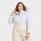 Women's Plus Size Long Sleeve Oxford Button-down Shirt - A New Day Blue
