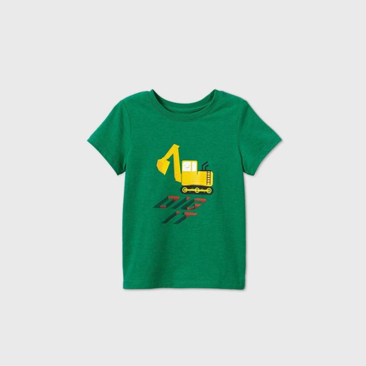 Toddler Boys' Short Sleeve Dig It Graphic T-shirt - Cat & Jack Green