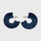 Sugarfix By Baublebar Three Quarter Fringe Hoop Earrings - Navy, Blue