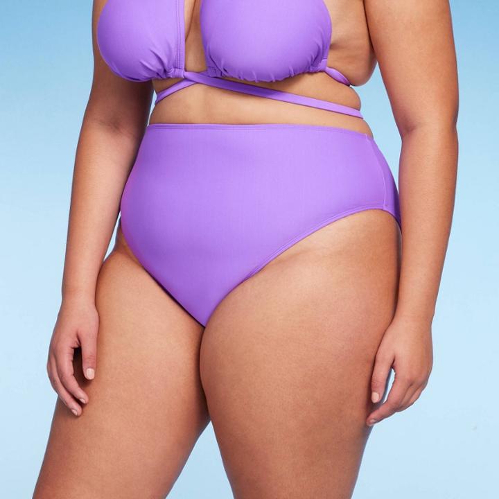 Women's High Waist High Leg Cheeky Bikini Bottom - Wild Fable Purple X