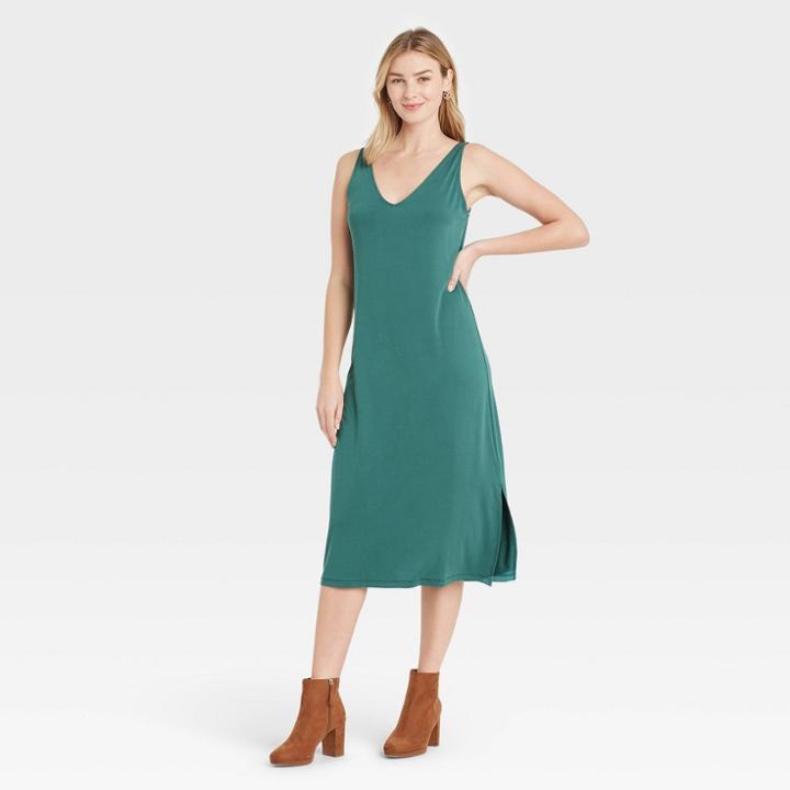 Women's Sleeveless Knit Dress - A New Day Dark Teal