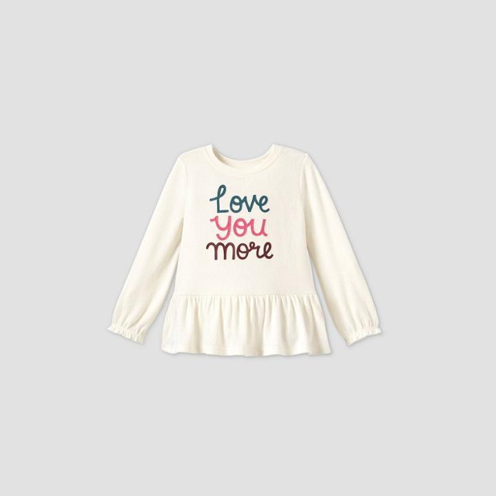 Toddler Girls' Long Sleeve Cozy 'love You More' T-shirt - Cat & Jack Cream