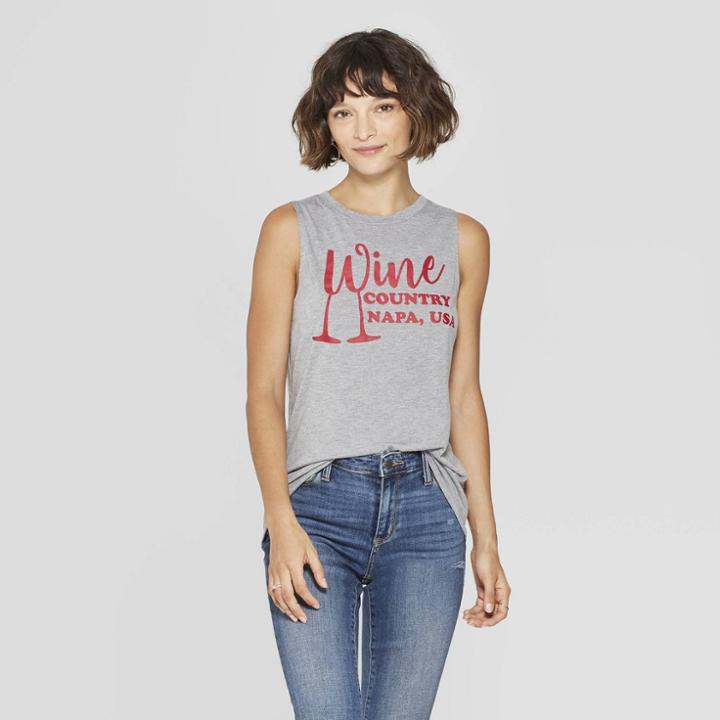 Modern Lux Women's Casual Fit Sleeveless Wine Ca Napa Graphic Tank Top - Modern