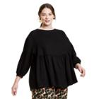 Women's Plus Size Long Sleeve Babydoll Tie Back Trapeze Top - Rachel Comey X Target Black