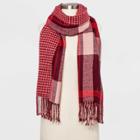 Women's Striped Woven Reversible Oblong Scarf - A New Day Burgundy One Size, Women's, Red