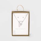 Silver Plated Cubic Zirconia Pave Initial Pendant Necklace And Earring Set - A New Day Initial F