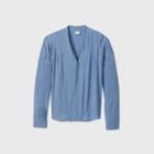 Women's Long Sleeve Popover Blouse - A New Day Blue