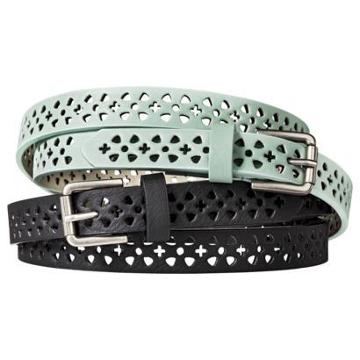 Mossimo Supply Co. Two Pack Perforated Skinny Belt - Black/mint