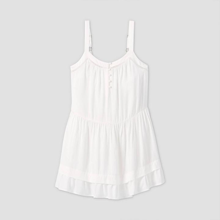 Women's Button-front Tiered Trapeze Dress - Wild Fable White