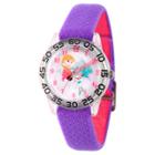 Girls' Disney Frozen Olaf And Anna Clear Plastic Time Teacher Watch - Purple