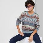 Women's Fair Isle Crewneck Oversized Pullover Sweater - Wild Fable Blue/green