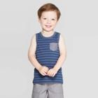 Toddler Boys' Stripe Tank Top - Cat & Jack Navy 2t, Boy's, Blue