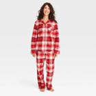 Women's Tartan Plaid 2pc Pajama Set - Hearth & Hand With Magnolia Red/cream