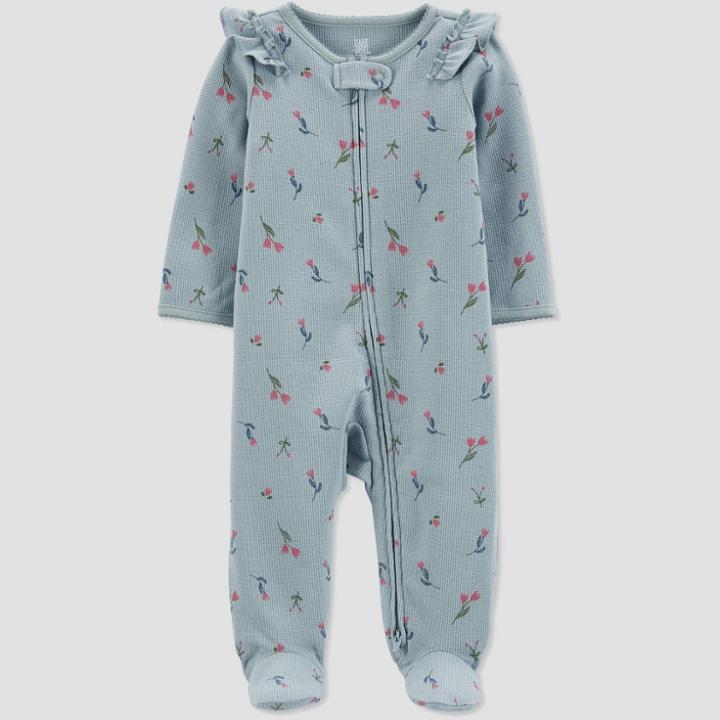 Baby Girls' Floral Footed Pajama - Just One You Made By Carter's Blue Newborn