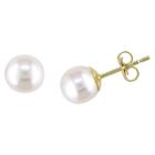 Target 6-6.5mm Round Freshwater Cultured Pearl Stud Earrings In 14k Yellow Gold - White