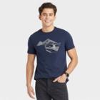 Men's Printed Standard Fit Short Sleeve Crewneck T-shirt - Goodfellow & Co Navy/tree