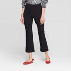 Women's Mid-rise Pull-on Pintuck Cropped Flare Pants Who What Wear Black