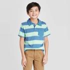 Petiteboys' Short Sleeve Striped Knit Polo Shirt - Cat & Jack Navy/green