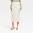 Women's Midi Wrap Skirt - A New Day White