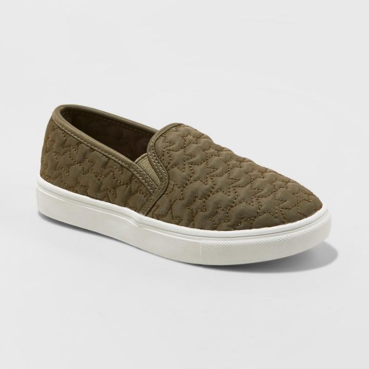 Girls' Anna Slip On Quilted Sneakers - Cat & Jack Olive (green)