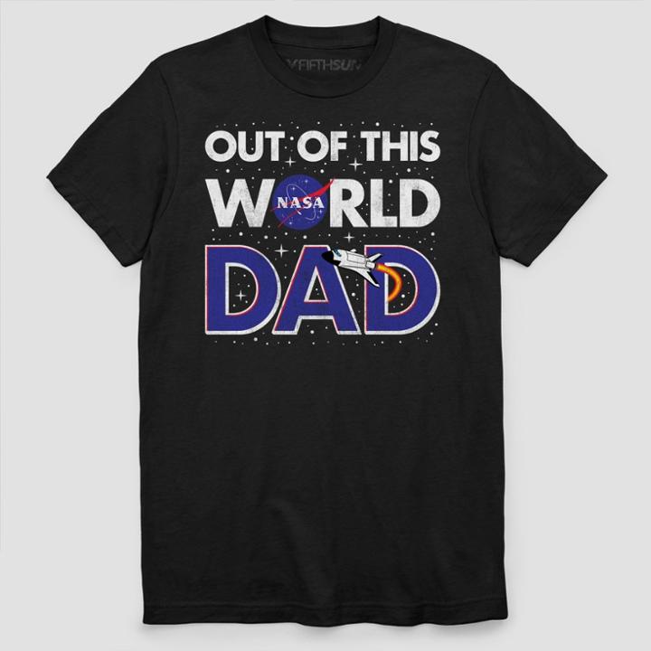 Men's Nasa Dad's World Short Sleeve T-shirt - Black - Black
