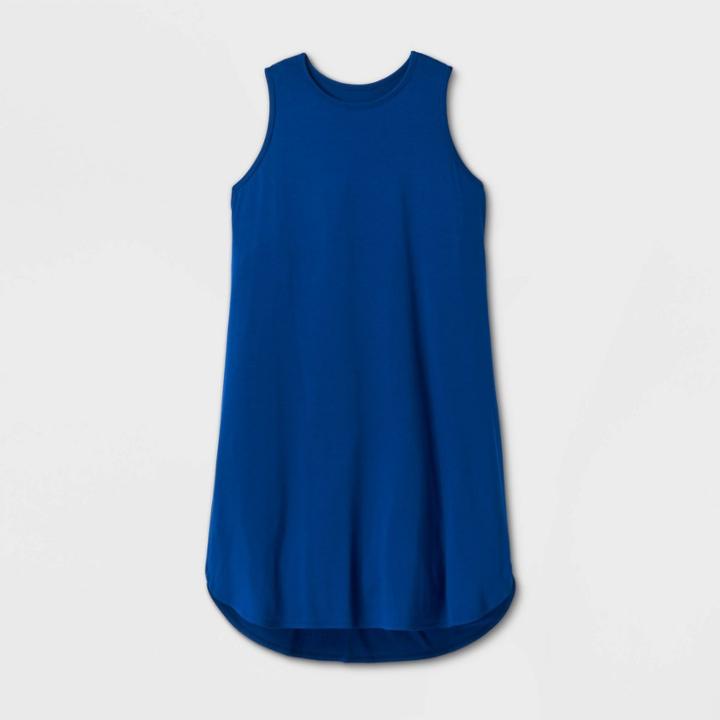 Women's Plus Size Sleeveless Curved Hem Midi Dress - Ava & Viv Blue 4x, Women's,