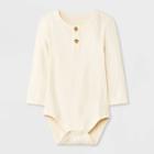 Baby Boys' Ribbed Henley Long Sleeve Bodysuit - Cat & Jack Cream Newborn, Ivory
