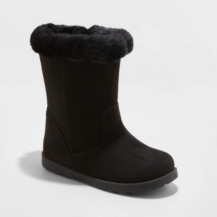 Toddler Girls' Karley Faux Fur Shearling Boots - Cat & Jack Black