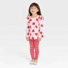 Toddler Girls' Heart Ruffle Top & Striped Leggings Set - Cat & Jack Pink