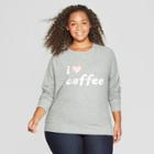 Women's Plus Size I Love Coffee Graphic Sweatshirt - Grayson Threads (juniors') Heather Gray
