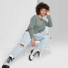Women's Plus Size Long Sleeve Snap Front T-shirt - Wild Fable Teal