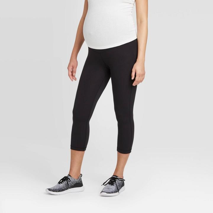 Maternity Crossover Panel Active Capri Pants - Isabel Maternity By Ingrid & Isabel Black