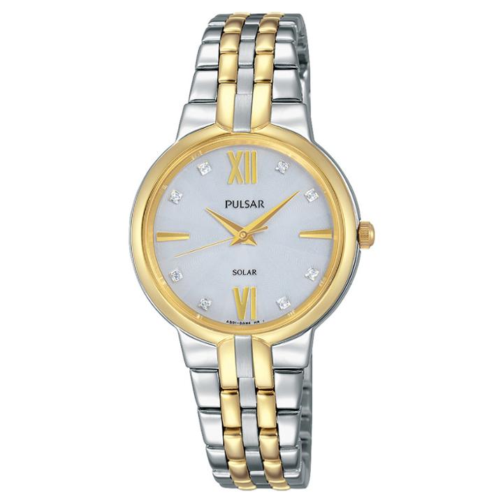 Women's Pulsar Solar With Swarovski Crystal Accents - Twotone Py5024,