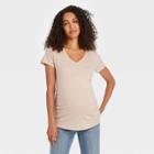 Short Sleeve V-neck Side Shirred Maternity T-shirt - Isabel Maternity By Ingrid & Isabel Taupe